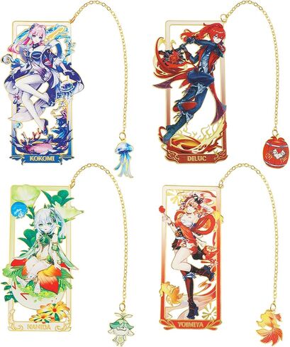 إشارة مرجعية معدنية من Game Yae Miko - إشارة مرجعية كلاسيكية لشخصية الرسوم المتحركة، هدية رائعة لمحبي الألعاب أو القارئ أو الأصدقاء أو المعلمين (Yae Miko) in Kuwait