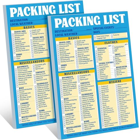 Eaasty 2 Pcs 120 Sheets Travel Packing List 6 x 9 Packing List Checklist Notepad Cruise Checklist Essentials Note Pad for Hiking Camping Beach Vacations Gifts in Kuwait