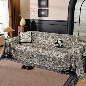 LUFEIJIASHI Vintage Couch Covers for Sofa Washable Sofa Covers for 3 Cushion Couch Non Slip Couch Covers for sectional Sofa Chenille Jacquard Furniture Protector for Dogs Pet Friendly Brown, 71"x118" in Kuwait