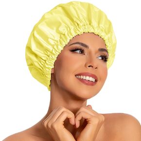 Reusable Shower Cap for Women, Large Waterproof Shower Bonnet Washable Elastic Band Bath Hair Hat for Long Hair, Braids(Pink) in Kuwait