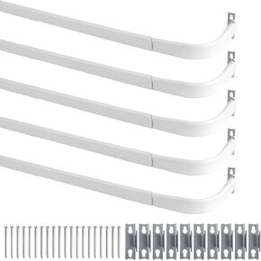 5 Pcs Curtain Single Rods Bulk Included Hardware and Bracket White Adjustable Tension Rod for Kitchen Windows Door Valance Sash Curtains(22-45 Inch) in Kuwait