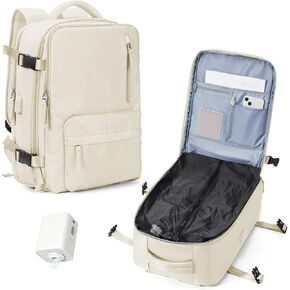 حقيبة ظهر WONHOX بختم فراغ للسفر مع مضخة هواء مضغوطة، حقيبة نهارية، منتج شخصي يمكن حمله أثناء الطيران، حقيبة كمبيوتر محمول موفر للمساحة، تخزين مع نظام تفريغ، حقيبة سفر للنساء والرجال، بيج in Kuwait