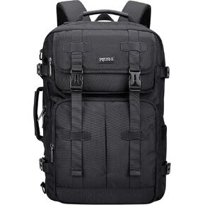 حقيبة ظهر للسفر من PIJUSHI للنساء والرجال قابلة للتحويل وحقيبة ظهر معتمدة للسفر تناسب كمبيوتر محمول مقاس 16 بوصة (PE053 أسود) in Kuwait