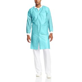 ValuMax 3660TEL Extra-Safe, Wrinkle-Free, Noble Looking Disposable SMS Knee Length Lab Coat, Teal, L, Pack of 10 in Kuwait