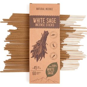 White Sage Incense Sticks - Total 60 Insence-Sticks - Smudging Incense for Positive Energy & Spiritual Cleansing in Kuwait
