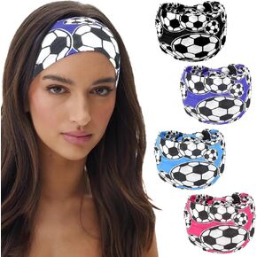 ANBALA 4 Pcs Soccer Headbands for Women Girls Boys Elastic Sweatband Headbands Adjustable Athletic Headband for Daily, Running, Football, and Outdoor Play in Kuwait