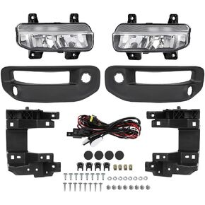 مجموعة مصابيح الضباب LED للمصد الأمامي LQI ودعامة وغطاء مصابيح الضباب متوافقة مع دودج رام 1500 2019-2021 68273291AB، 68273292AB، 68312234AB، 82215273AB، CH2592158، CH2593158 in Kuwait