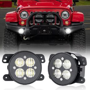 مصابيح ضباب LED متوافقة مع Wrangler JK JKU 07-17 لـ Cherokee 2011-UP للرحلة 2009-2012 للشاحن 2011-2012 لـ Magnum 2005-2008 لـ Chrysler 300 2005-2010 عدسات صفراء in Kuwait