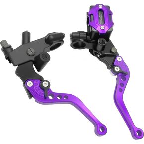 Left & Right Motorcycle 7/8 Inch 22mm Handlebar Brake Master Cylinder Clutch CNC Lever Upgrade Universal for Yamaha Harley Kawasaki Suzuki Honda, Piston Diameter 12.7mm (Purple) in Kuwait