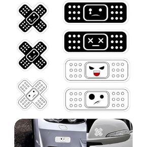 7PCS Car Bandage Stickers, Funny Cartoon Auto Bandage Decal with 2 Shapes, Waterproof Vinyl Bandage Sticker for Car Damage, Cute Band Aid Decals, Universal Auto Exterior Decoration (Black) in Kuwait