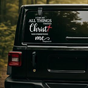 Premium Christian Car Decal “I Can Do All Things Through Christ" – Inspirational Faith Vinyl Sticker for Car, Window, Truck – Religious Gift 6x6 Inches in Saudi Arabia