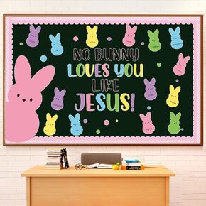 مجموعة زخارف لوحة الإعلانات الدينية لعيد الفصح مع حدود ديكور الفصل الدراسي يسوع المسيحي للمعلمين، أرنب اللمحات للفصل الأحد، لوحة تزيين الفصل الدراسي للمدرسة in Kuwait