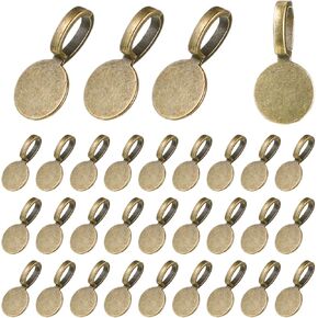 100 pcs Bails for Jewelry Making Silver on Flat Pad Bails Round Pendants Charms Connector Hanger Glue On Pendant Bails Jewelry Bails for Pendants DIY Craft Jewelry Making Accessories in Saudi Arabia