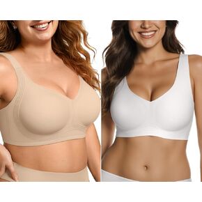 OEAK Womens Wireless Jelly Bra Plus Size Dusty Pink & Comfortable Bras Pull On Bras Sand XL in Kuwait