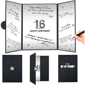 Crenics 16th Birthday Decorations for Boy, Black 16th Birthday Signature Guest Book Alternative, Awesome Sixteen Party Gifts in Kuwait