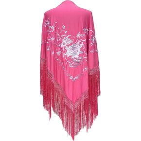 Shawl for flamenco dance. Beige Manila shawl with flowers.Large 75.0 x 35.4 in in Kuwait