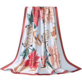 Double-Sided Silk-Touch 35" Oversized Lightweight Square Scarf & Shawl, Women's Head Scarf Gift Packed in Kuwait