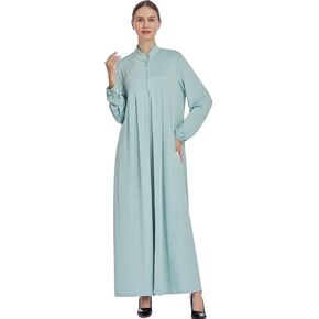 المرأة المسلمة فستان كاجوال إسلامي ماكسي رداء الصدر سستة عباية 1 قطعة عباية مسلمة ناعمة عيد قفطان رداء فستان كلاسيكي in Kuwait