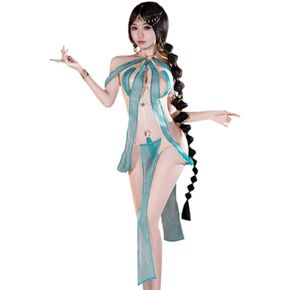 فستان رقص شرقي عربي مثير للنساء ملابس داخلية زي أنيمي زي ليالي شيونغسام فتحة عالية لطيف وغريب لعب الأدوار حمالة صدر تنورة طويلة مجموعة in Kuwait