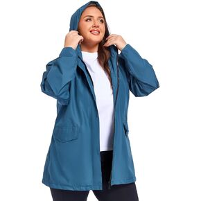 SaphiRose Women's Plus Size Raincoat with hood Waterproof Rain Jackets Light Packable Windbreaker Jacket in Kuwait