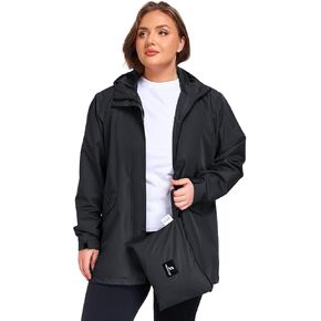 معطف مطر نسائي مقاس كبير من SaphiRose مع غطاء رأس وسترات مطر مقاومة للماء وخفيفة الوزن وقابلة للتعبئة in Kuwait