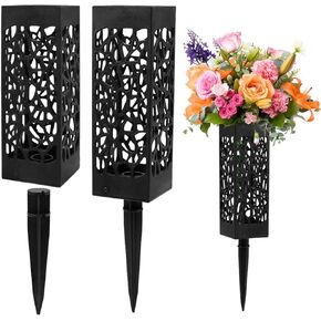 Cemetery Vases for Grave, 2 Pack 12 inch Memorial Cemetery Floral Holder Grave Vase in Ground, Floral Vase Cones with Stake & Drainage Holes for Gravestone Grave Yard Decoration in Kuwait