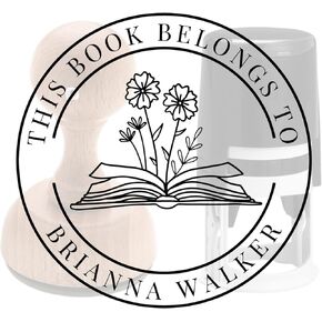 from The Library of, Ex Libris Book Stamp, Custom Library Stamp, Personalized Teacher Gift Monogram Self-Inking or Wood Handle Rubber Stamp (Crystal) Black, Blue, Green, Red, Purple in Kuwait