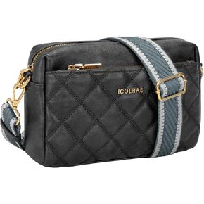 Small Crossbody Purse for Women Quilted Triple Zip Phone Vegan Leather Handbag with Wide Shoulder Strap in Saudi Arabia