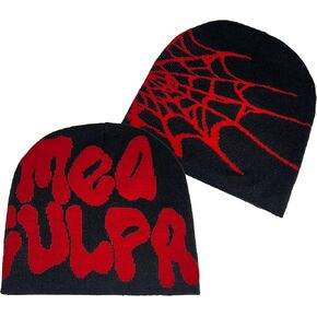 Y2K Beanie for Men Women Spider MEA Clupa Graphic Knit Hat Goth Style Winter Warm Skull Cap in Kuwait