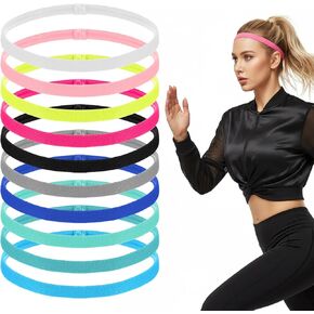 10 قطع من عصابات الرأس الرياضية النحيفة للنساء، عصابة رأس رياضية رفيعة غير قابلة للانزلاق، عصابات رأس مرنة للتمرين للجري واليوجا وركوب الدراجات والرياضة وصالة الألعاب الرياضية، 10 ألوان in Kuwait