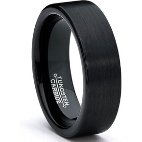 Tungsten Carbide Men's Black Unisex Wedding Band Ring 7MM Sizes 5 to 15 in Kuwait