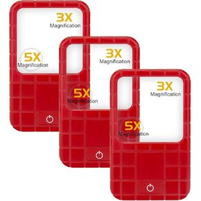 عدسة مكبرة مكونة من 3 قطع من BIGMONAT مع ضوء، ومكبر جيب 3X 5X، نظارات مكبرة محمولة من نوع البطاقة، هدية جيدة للقراءة عن قرب في العمل، والفحص، والعملات المعدنية، والمجوهرات، والسفر في القائمة in Kuwait