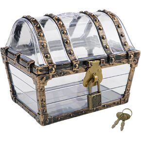 Treasure Chest, Treasure Case with Lock, Transparent Jewelry Storage Box, Mini Container Box for Children in Kuwait