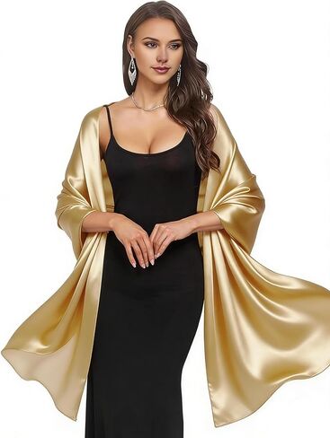 Women's Large Shawls and Wraps for Evening Dresses Women Long Satin Scarf for Wedding Bridesmaid Bridal (P31) in Saudi Arabia