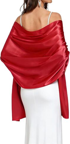 Women's Large Shawls and Wraps for Evening Dresses Women Long Satin Scarf for Wedding Bridesmaid Bridal (P31) in Saudi Arabia