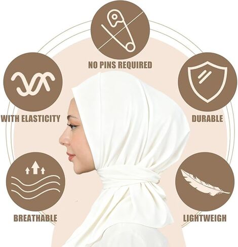Instant Scarf For Women,Muslim Flexible Turban with Buttons Ready to Wear Easy,Chic Sport Jersey Hijab Head Scarf in Saudi Arabia
