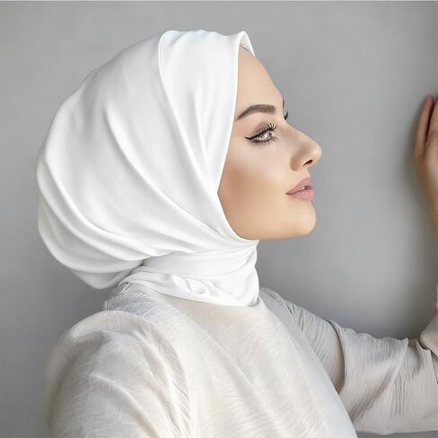 Instant Scarf For Women,Muslim Flexible Turban with Buttons Ready to Wear Easy,Chic Sport Jersey Hijab Head Scarf in Saudi Arabia