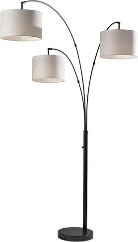 Adesso 4250-01 Bowery 3-Arm Arc Lamp، 82 بوصة، 3 × 60 واط النوع A (غير متضمن)، أسود، مصابيح أرضية in Saudi Arabia