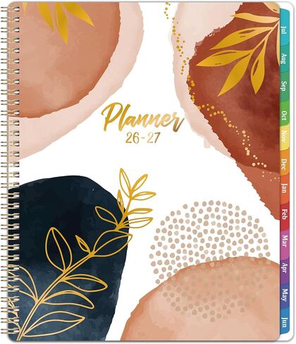 2026-2027 Weekly and Monthly Planner/Calendar - Academic Planner 2026-2027, JUL 2026 to JUN 2027, 12 Colorful Tabs, 9" x 11" Twin-Wire Binding, Inner Pocket in Kuwait