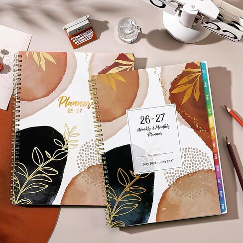 2026-2027 Weekly and Monthly Planner/Calendar - Academic Planner 2026-2027, JUL 2026 to JUN 2027, 12 Colorful Tabs, 9" x 11" Twin-Wire Binding, Inner Pocket in Kuwait