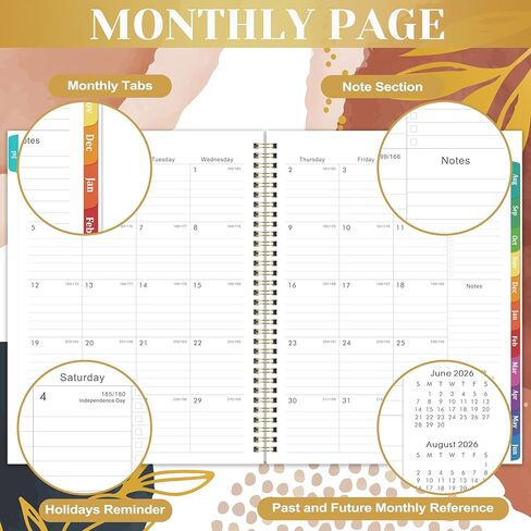 2026-2027 Weekly and Monthly Planner/Calendar - Academic Planner 2026-2027, JUL 2026 to JUN 2027, 12 Colorful Tabs, 9" x 11" Twin-Wire Binding, Inner Pocket in Kuwait