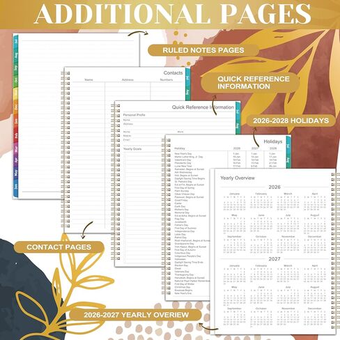 2026-2027 Weekly and Monthly Planner/Calendar - Academic Planner 2026-2027, JUL 2026 to JUN 2027, 12 Colorful Tabs, 9" x 11" Twin-Wire Binding, Inner Pocket in Kuwait