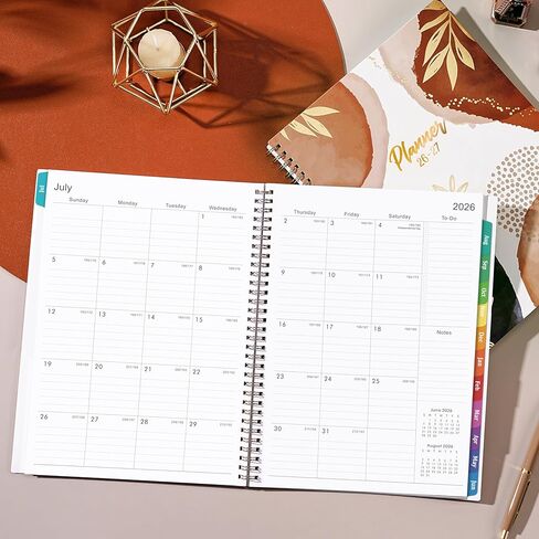 2026-2027 Weekly and Monthly Planner/Calendar - Academic Planner 2026-2027, JUL 2026 to JUN 2027, 12 Colorful Tabs, 9" x 11" Twin-Wire Binding, Inner Pocket in Kuwait