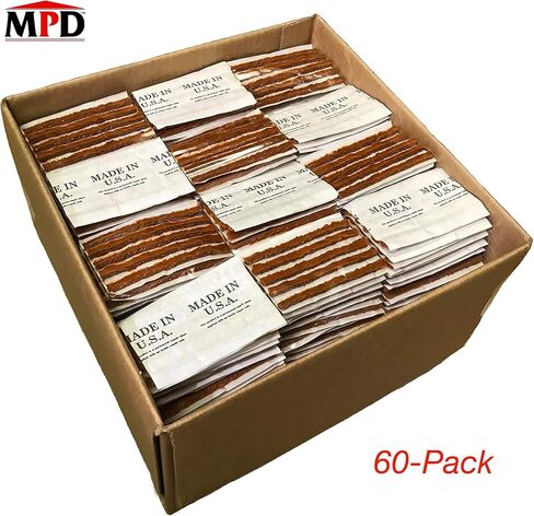 خيوط إصلاح الإطارات البنية مقاس 4 بوصات من MPD 60 حزمة - سدادات فلكنة ذاتية شديدة التحمل للإطارات بدون أنبوب - مطاط بوتيل عالي الشد، آمن شعاعي بحزام فولاذي - إصلاح سريع للثقب للسيارة والشاحنات ومركبة ATV وUTV in Kuwait