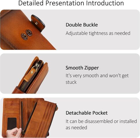 Women's RFID Blocking Genuine Leather Wallet Vintage Hand Rubbing Wallets Organizer | RFID Blocking, Vintage, Hand Rubbing, Organizer in Saudi Arabia