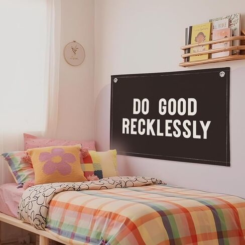 Do Good Recklessly Linen Canvas Banner – Inspirational Wall Hanging Flag for Office, Classroom, Dorm & Home Decor, 20x30 Inch in Saudi Arabia