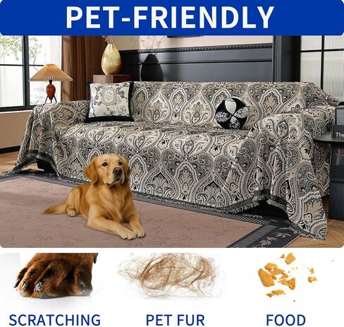 LUFEIJIASHI Vintage Couch Covers for Sofa Washable Sofa Covers for 3 Cushion Couch Non Slip Couch Covers for sectional Sofa Chenille Jacquard Furniture Protector for Dogs Pet Friendly Brown, 71"x118" in Kuwait