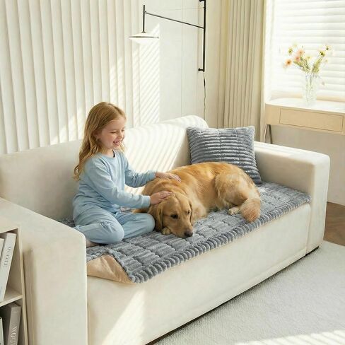 Non-Slip Sectional Couch Covers, Washable Pet Friendly Furniture Protector for Dogs Cats, Soft Thick Slipcover for L-Shaped Sofa (Sold by Piece, Not Set) (Light Grey, 27.6"x27.6") in Saudi Arabia