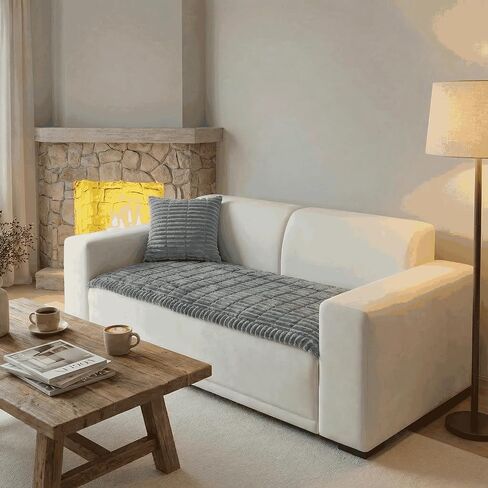 Non-Slip Sectional Couch Covers, Washable Pet Friendly Furniture Protector for Dogs Cats, Soft Thick Slipcover for L-Shaped Sofa (Sold by Piece, Not Set) (Light Grey, 27.6"x27.6") in Saudi Arabia