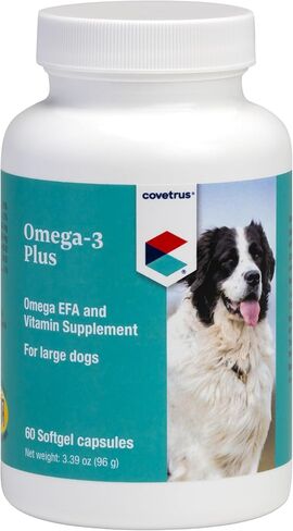 كبسولات هلامية لينة من أوميغا 3 ومكملات الفيتامينات للكلاب الكبيرة، وزن 60-80 رطلًا، 60 قيراطًا in Kuwait